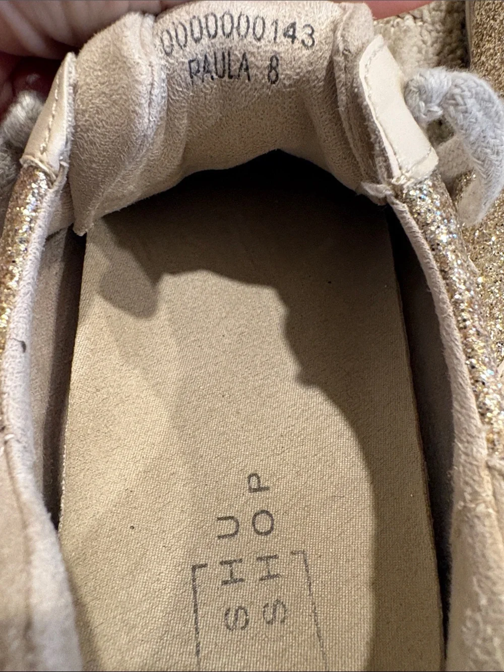 ShuShop Cream Lace-Up Sneakers with Glitter Star Accent - Picture 7 of 7